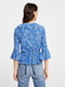 Блуза синя з квітковим принтом | 5808312 | фото 3