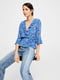 Блуза синя з квітковим принтом | 5808312 | фото 4