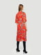 Платье А-силуэта красное в цветочный принт | 5808473 | фото 2