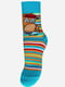 Шкарпетки бірюзового кольору в смужку та малюнок | 5698148