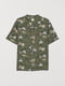 Рубашка цвета хаки в тропический принт | 5829957