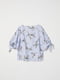 Блуза блакитна з квітковим принтом | 5855756