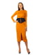 Сукня-футляр помаранчева з розрізом | 5860415