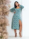 Сукня з розрізом комбінованого кольору в квітковий принт | 5865937 | фото 2