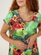 Платье-футболка разноцветное в цветочный принт | 5869052 | фото 4