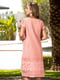 Платье-футляр пляжное кораллового цвета с вышивкой | 5873243 | фото 2