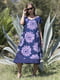 Платье А-силуэта пляжное синее с цветочным принтом | 5873271