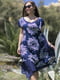 Платье А-силуэта пляжное синее с цветочным принтом | 5873271 | фото 2