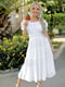 Платье А-силуэта пляжное белое с вышивкой | 5873274 | фото 2