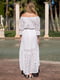 Платье А-силуэта пляжное белое с вышивкой | 5873278 | фото 2