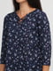 Блуза темно-синяя с цветочным принтом | 5898774 | фото 3