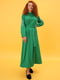 Сукня зелена А-силуету з вишивкою | 5903942