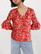 Блуза червона в квітковий принт | 5904131