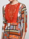 Платье А-силуэта оранжевое с принтом | 5900255 | фото 2