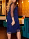 Сукня А-силуету синя з бахромою | 5918076 | фото 2