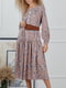 Платье А-силуэта цвета мокко в цветочный принт | 5919933
