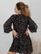 Платье А-силуэта черное в цветочный принт | 5919946 | фото 2