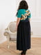 Платье А-силуэта темно-синее с цветочным принтом | 5918976 | фото 3