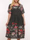 Сукня А-силуету чорна з квітковим принтом | 5919090