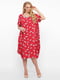 Платье А-силуэта красное в цветочный принт | 5919094 | фото 2