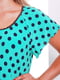 Платье А-силуэта бирюзового цвета в горошек | 5919154 | фото 3