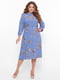Платье А-силуэта голубое в цветочный принт | 5919167 | фото 2