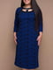 Платье-футляр синее с узором | 5919189