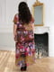 Платье А-силуэта коричневое в цветочный принт | 5919413 | фото 3