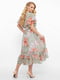 Платье А-силуэта светло-оливкового цвета в цветочный принт | 5919416 | фото 2