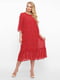 Платье А-силуэта красное в цветочный принт | 5919426 | фото 2