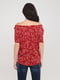 Блуза червона з квітковим принтом. | 5922247 | фото 2