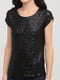 Блуза черная, декорированная пайетками | 5922281 | фото 3