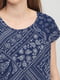 Блуза темно-синяя с принтом | 5922333 | фото 4