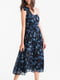 Платье А-силуэта темно-синее с цветочным принтом | 5922001
