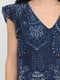 Блуза темно-синяя с принтом | 5922171 | фото 4