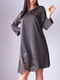 Платье А-силуэта темно-серое с декором | 5931494 | фото 2