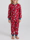 Комбинезон пижамный красный в принт | 5931814
