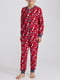 Комбинезон пижамный красный в принт | 5931814 | фото 2