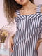 Платье А-силуэта серо-розовое в полоску | 5932544 | фото 5
