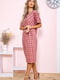Платье А-силуэта темно-розовое в клетку | 5932548 | фото 3