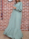 Платье А-силуэта оливкового цвета в горошек | 5932759
