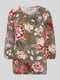 Блуза цвета хаки в цветочный принт | 5948341 | фото 4