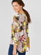 Блуза цвета хаки с цветочным принтом | 5948899 | фото 2
