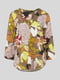 Блуза цвета хаки с цветочным принтом | 5948899 | фото 4