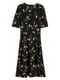 Платье А-силуэта черное с цветочным принтом | 5952869