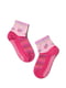 Носки розовые с полосками и цветочным рисунком | 2626402
