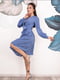 Платье А-силуэта голубое в принт | 5954511 | фото 2