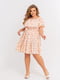 Платье А-силуэта персикового цвета в принт | 5959101 | фото 3