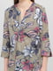 Блуза кольору хакі в квітковий принт | 5983951 | фото 3