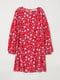 Платье А-силуэта красное в цветочный принт | 5986618